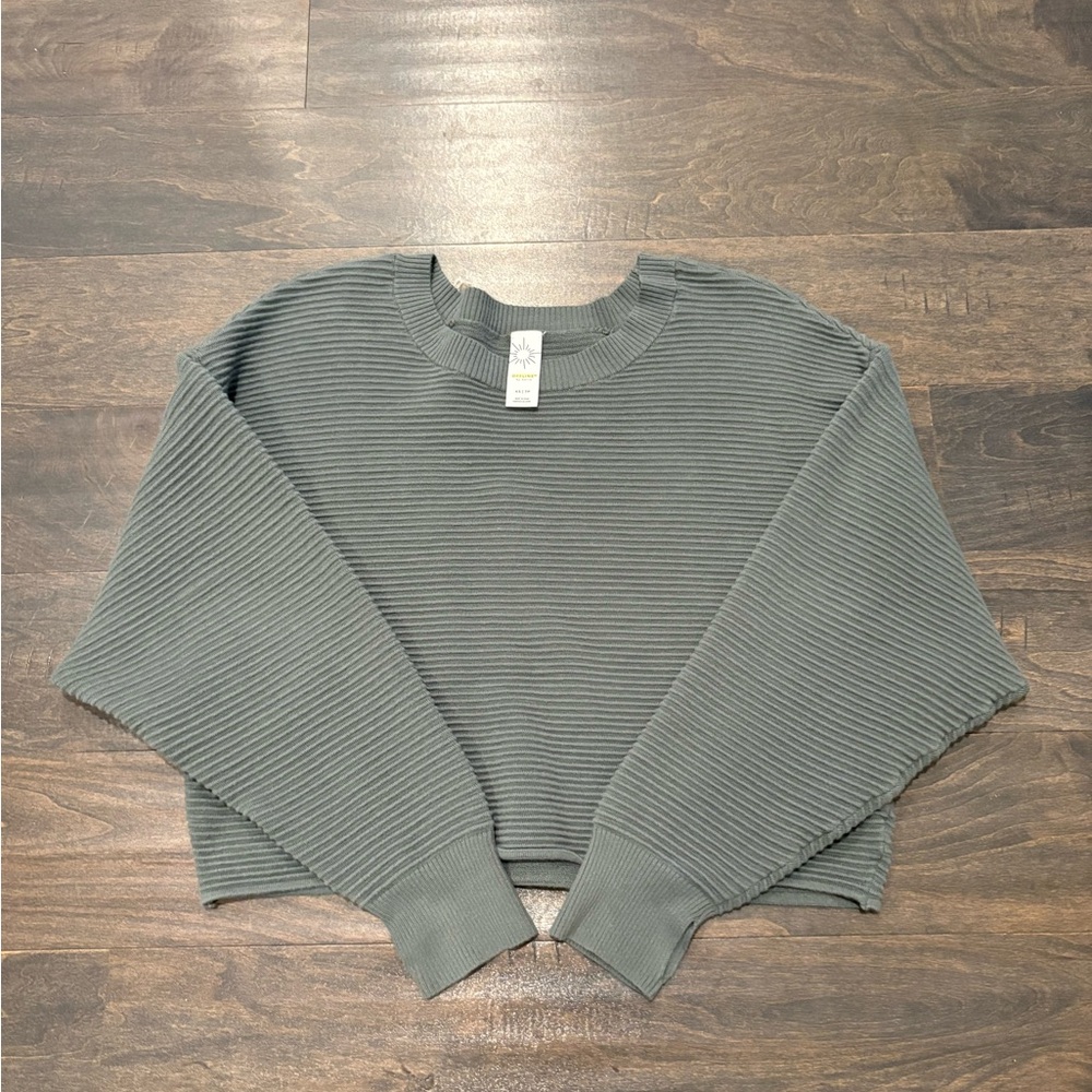 Offline by Aerie Olive Green Ribbed Cropped Crewneck / Sweater